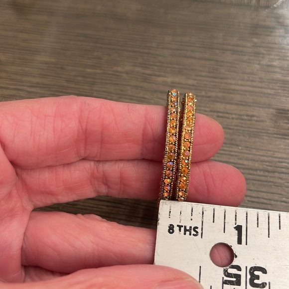 Vintage Orange Aurora Borealis Clip Hoop Earrings - Picture 12 of 15